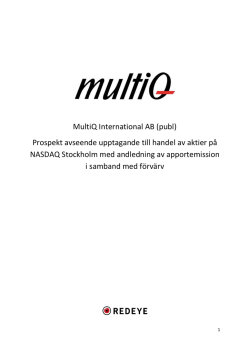 MultiQ International AB (publ) Prospekt avseende