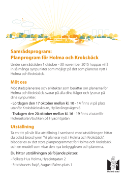 Samrådsprogram: Planprogram för Holma och Kroksbäck
