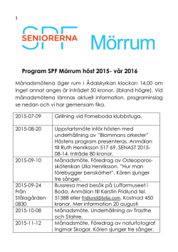 Uppdaterat program hösten 2015-våren 2016