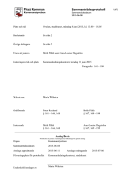 Kommunstyrelsens protokoll 2015-06-08