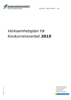 Konkurrensverkets verksamhetsplan 2015