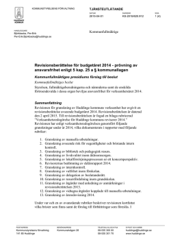 prövning av ansvarsfrihet enligt 5 kap. 25 a § kommunallagen