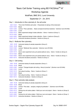 “Basic Cell Sorter Training using BD FACSAriaTM III” Workshop