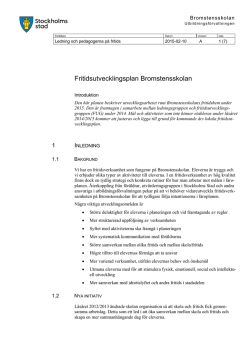 Bromstensskolans fritidsutvecklingsplan 2014/15