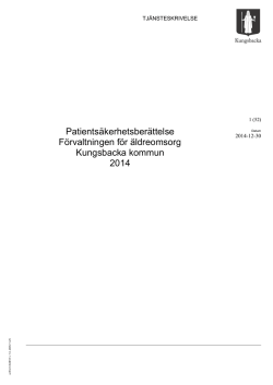Patientsäkerhetsberättelse 2014