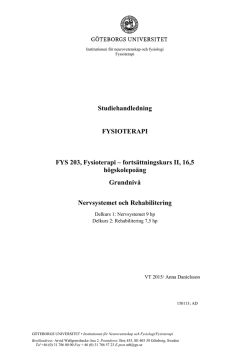 FYS 203, Fysioterapi - Göteborgs universitet