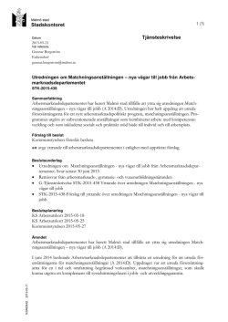 nya vägar till jobb från Arbetsmarknadsdepartementet