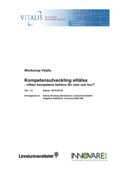 Resultatsammanställning - Workshop eHälsa Vitalis 20150423 FINAL