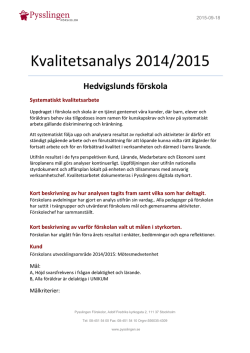Kvalitetsanalys 2014/2015