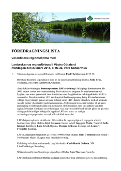 Föredragningslista Västra Götaland 23 mars 2015