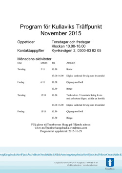 Program för Kullaviks Träffpunkt November 2015
