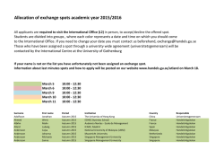 Allocation of exchange spots academic year 2015/2016