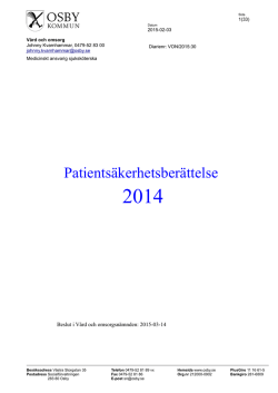 Patientsäkerhetsberättelse 2014
