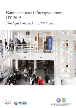 Kandidatkurser i företagsekonomi HT 2015 Företagsekonomiska
