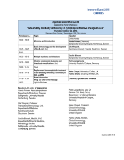 Agenda Scientific Event "Secondary antibody deficiency in