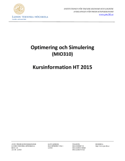 Optimering och Simulering