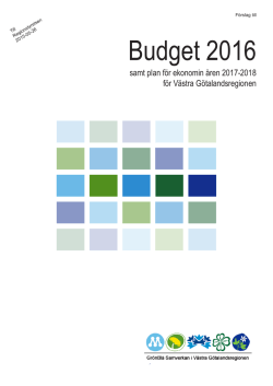 Budget 2016 - Västra Götalandsregionen