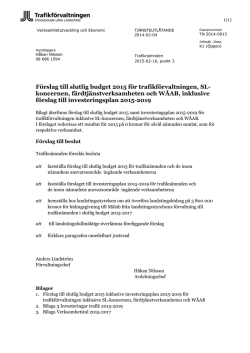 Förslag till slutlig budget 2015 för trafikförvaltningen, SL
