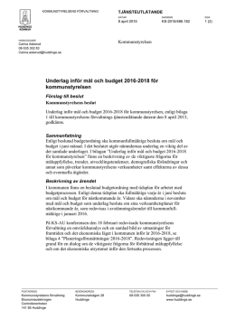 Underlag inför mål och budget 2016