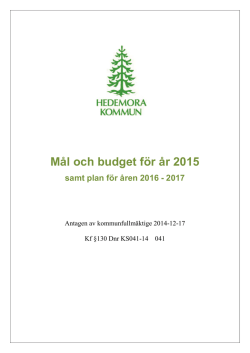 Hedemora kommun - Mål och budget 2015