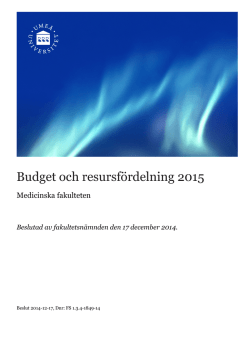Budget och resursfördelning 2015 - Aurora