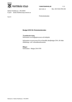 13. Information - Budget 2016 för förskolenämnden