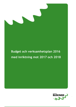 Region Blekinge budget och verksamhetsplan 2016-2018