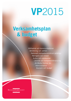 Verksamhetsplan & budget - Regionförbundet i Kalmar län