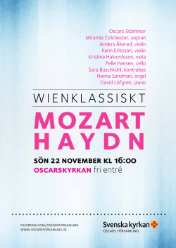 sön 22 november kl 16:00 oscarskyrkan fri entré