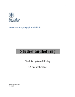 Studiehandledning HT15 - Institutionen för pedagogik och didaktik
