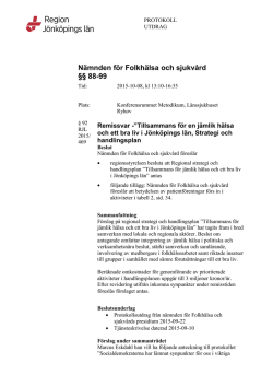 Tillsammans för en jämlik hälsa och ett bra liv i Jönköpings län