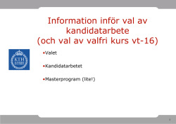 Info inför KEX Teknisk fysik VT16