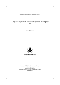 Cognitive impairment and its consequences in everyday life