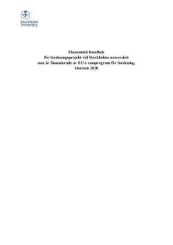 Ekonomisk handbok för forskningsprojekt vid Stockholms universitet