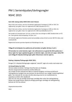 PM 1 Serieinbjudan/tävlingsregler NSHC 2015