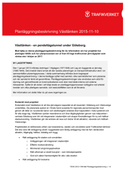 Planläggningsbeskrivning Västlänken 2015-11-10 -