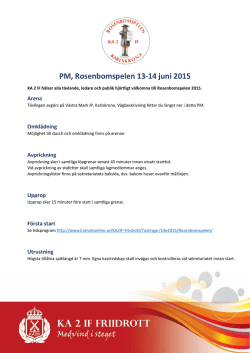 PM, Rosenbomspelen 13-14 juni 2015 - KA 2 IF