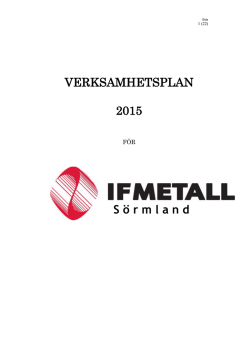 Verksamhetsplan 2015 IF Metall Sörmland.