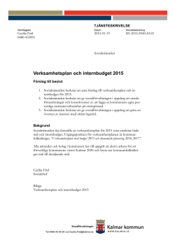 2. 9. Verksamhetsplan och internbudget 2015