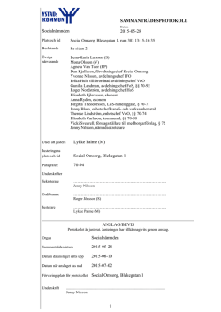 SAMMANTRÄDESPROTOKOLL Socialnämnden