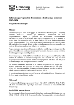 Befolkningsprognos för delområden i Linköpings kommun 2015-2024