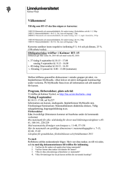 Välkomstbrev inför start ht-15, delkurs 1 (PDF