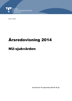 Årsredovisning 2014 - Västra Götalandsregionen
