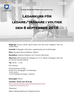 Ledarkurs för ledare/tränare i voltige den 6 september 2015