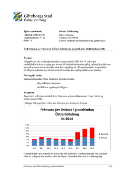 Frånvaro per årskurs i grundskolan Östra Göteborg ht 2014