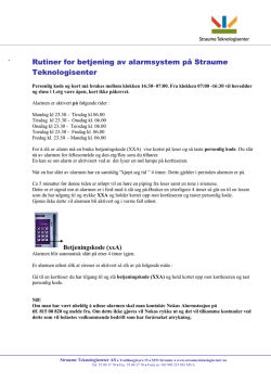 Instruks for alarm - Straume Teknologisenter