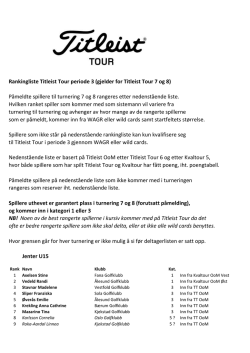 Rankingliste Titleist Tour periode 3 (gjelder for Titleist Tour 7 og 8