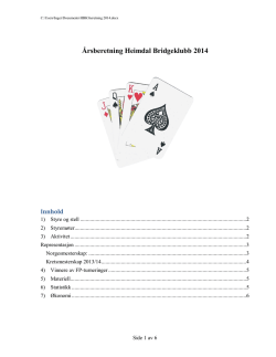Årsberetning Heimdal Bridgeklubb 2014