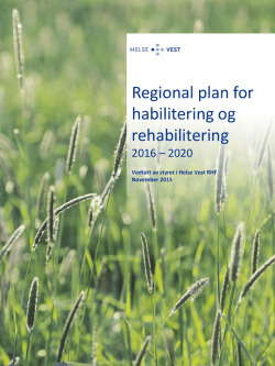 Regional plan for habilitering og rehabilitering 2016