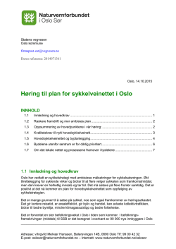 Høring til plan for sykkelveinettet i Oslo